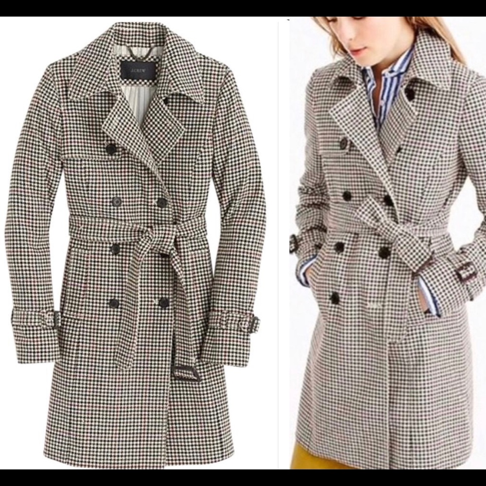 J.Crew Icon Trench Plaid Italian Wool Coat size 00